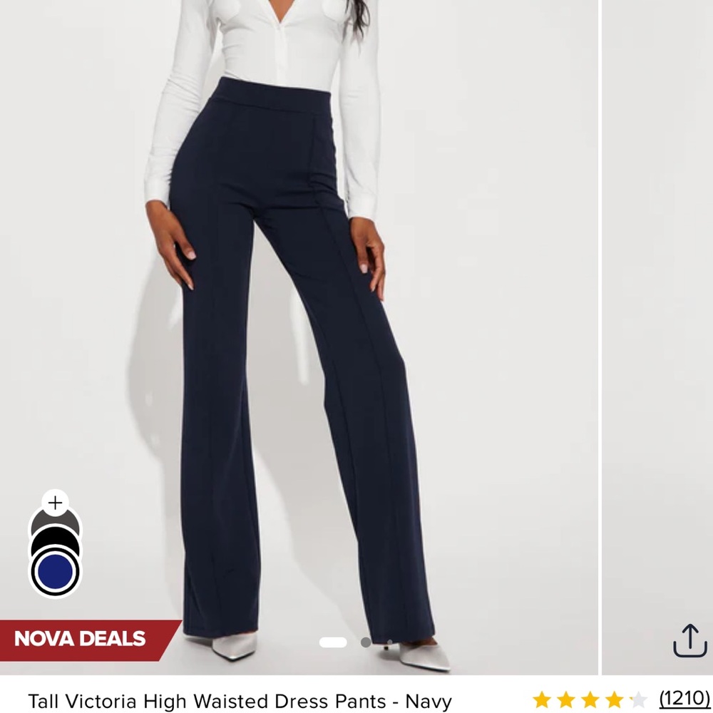 Fashion Nova Navy Tall Victoria High Waisted Trousers